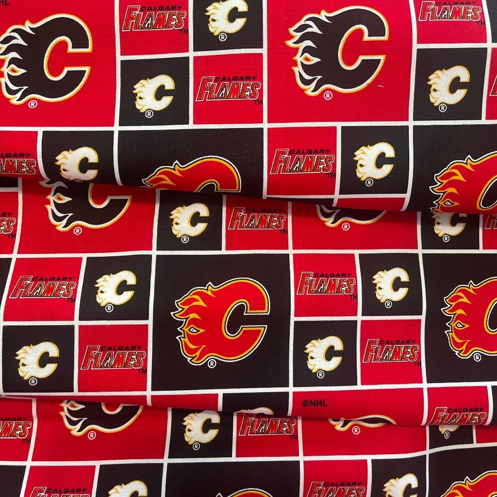 Officially Licensed NHL Calgary Flames Cotton Fabric – 1 Yard – Sewing, Quilting